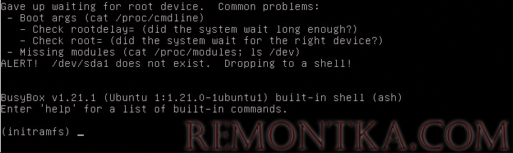 initramfs в busybox /dev/sda1 does not exist