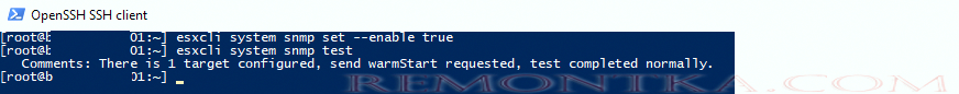 esxi cli: включить и протестировать настройки snmp