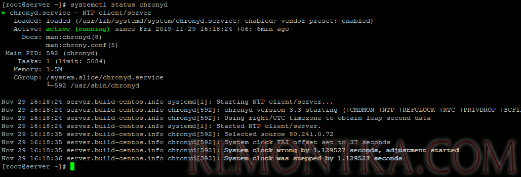 systemctl start chronyd в centos