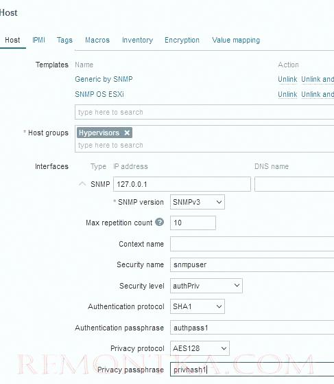 zabbix: добавить мониторинг snmp агента на vmware esxi