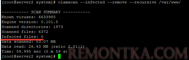 clamscan сканирование каталогов антвирусом