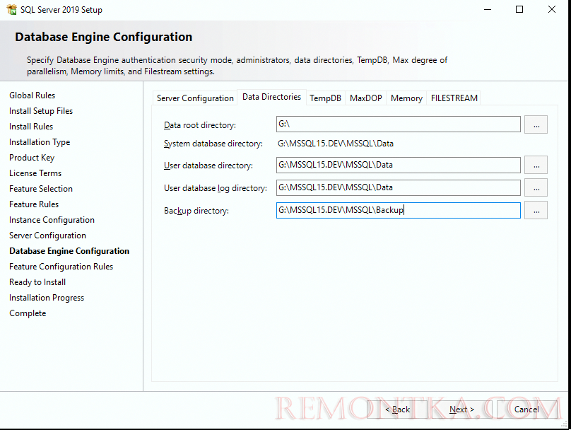 путь к базам данных и каталогам бэкапов sql server