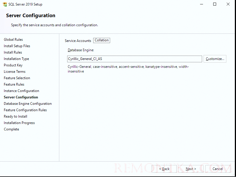 sql server 2019 кодировка Collation