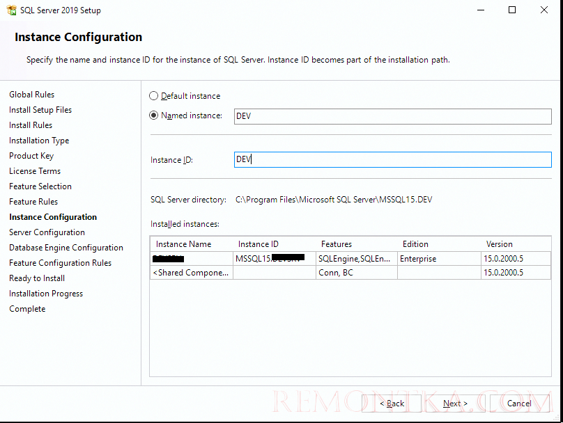 sql server named instance или default экземпляр