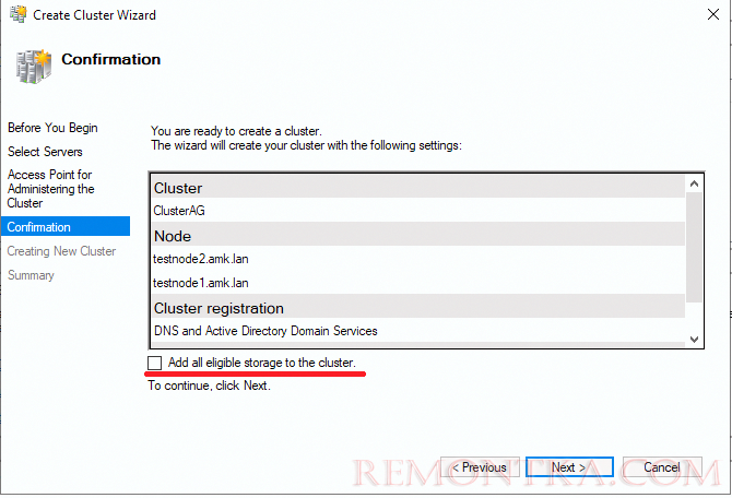 Add all eligible storage to the cluster