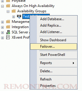 failover - смена активной копии SQL в always on