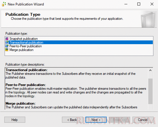 Transactional publication - транзакционная репликация
