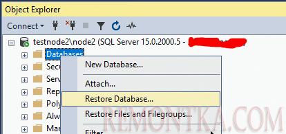 восстановление базы данных в SQL server