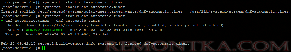 запуск службы dnf-automatic.timer - автообновление centos 8