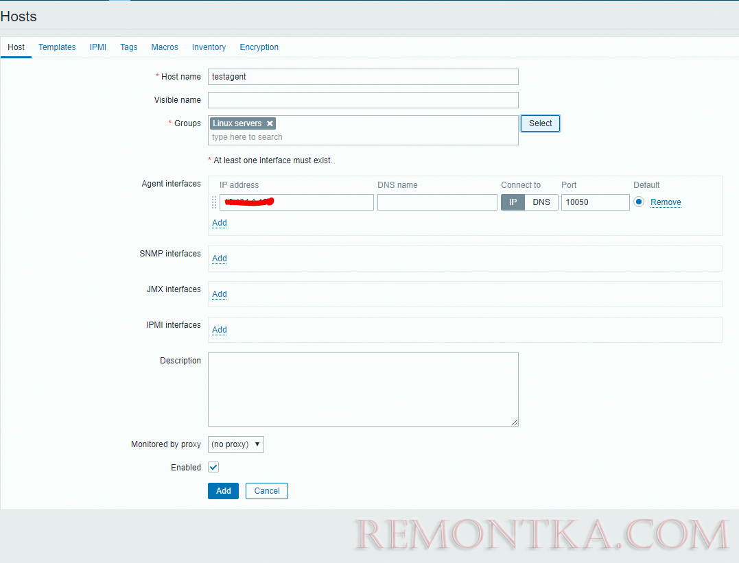 добавление ubuntu в мониторинг zabbix