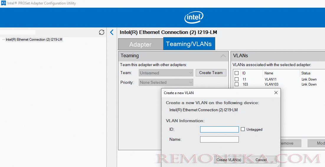 Intel PROSet Adapter Configuration Utility