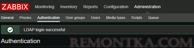 проверка ldap аутентфикации в zabbix