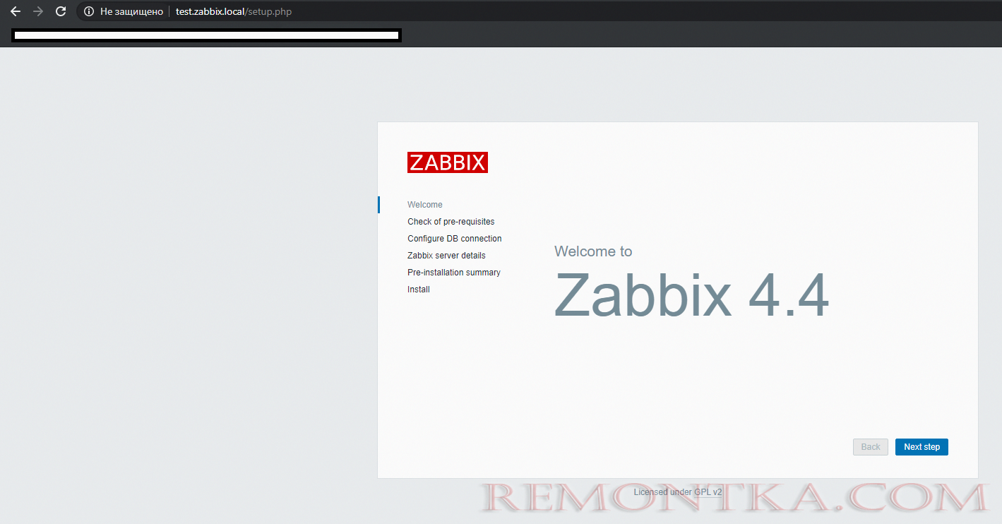 zabbix веб installer