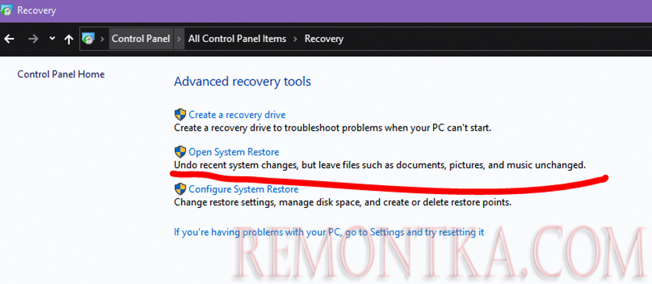 восстановить windows точка восстановления