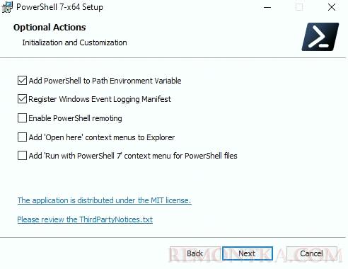 параметры установки powershell из msi пакета