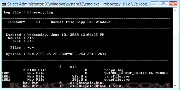 robocopy перенос установленой windows 10 на новый диск