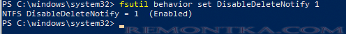fsutil behavior set DisableDeleteNotify отключить TRIM в Windows