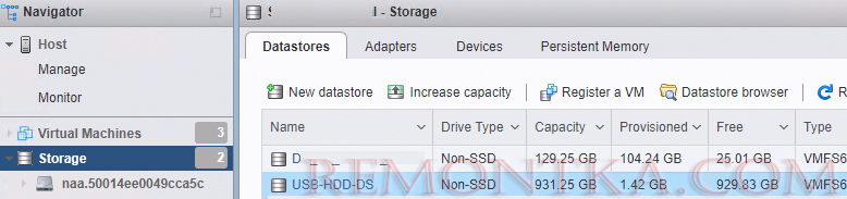 подключение внешнего usb диска к серверу esxi