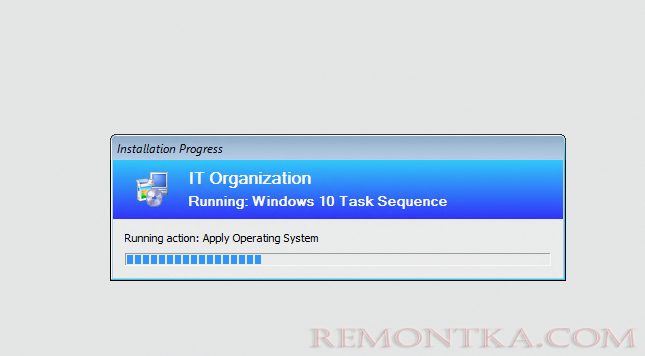 идет сетевая установка windows 10 через task sequence sccm