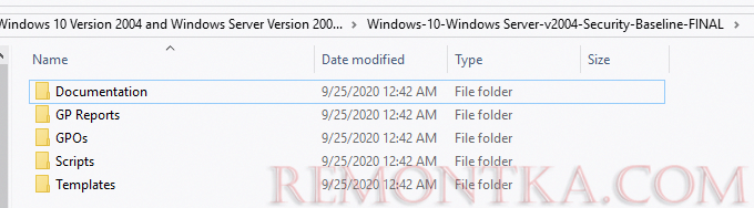 структура каталогов в Security Baseline