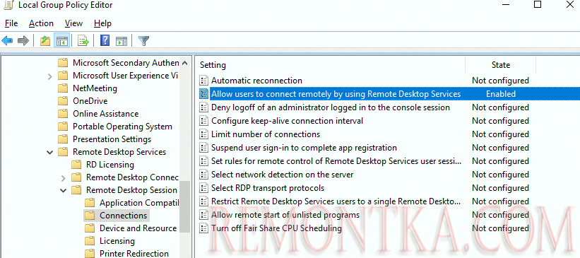 групповая политика rds Allow users to connect remotely using Remote Desktop Services