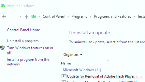 обновление Update for Removal of Adobe Flash Player установлено на компьютер с windows 10