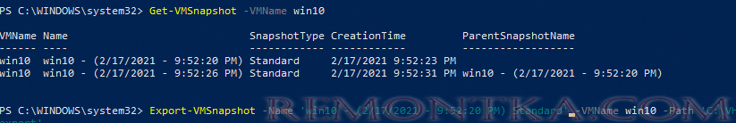 Export-VMSnapshot 