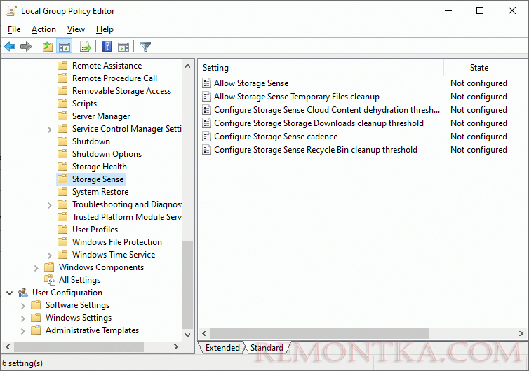 групповые политики storage sense в windows 10