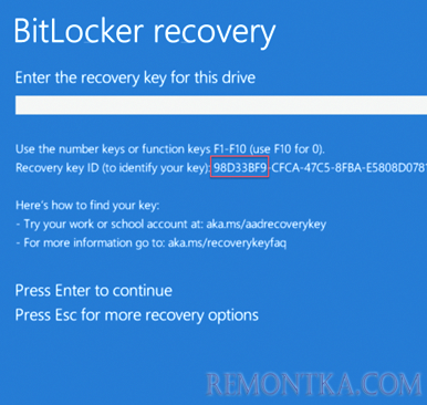 bitlocker- recovery key id