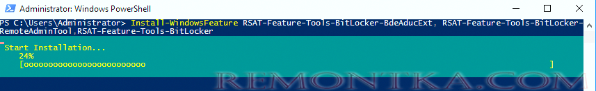 powershell установка компонентов управленияю bitlocker в домене (RSAT-Feature-Tools-BitLocker)