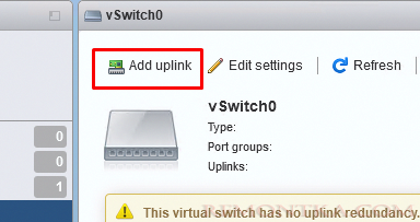 добавить uplink в vmware esxi