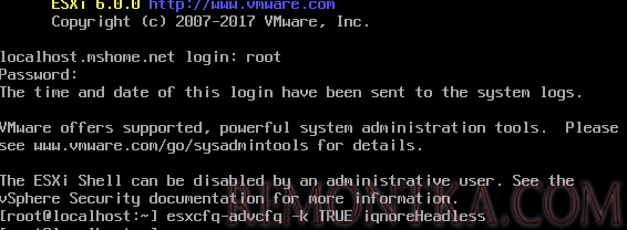 Esxcfg-advcfg -k TRUE ignoreHeadless
