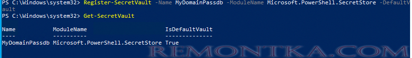 зарегистрировать хранилище паролей в windows: Register-SecretVault 