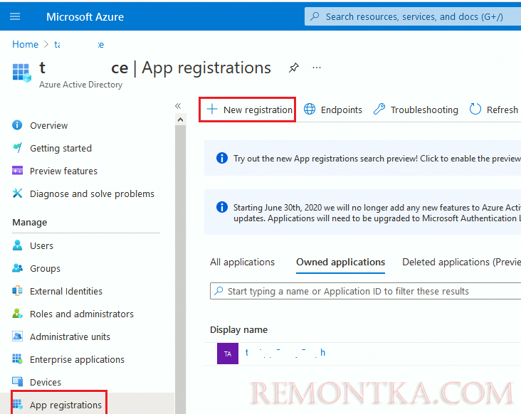 app registration - azure