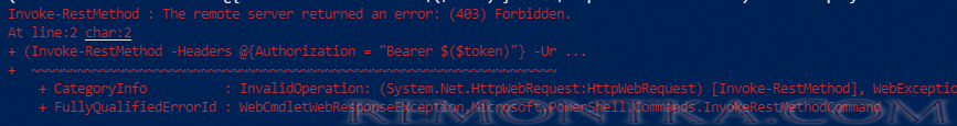 Invoke-RestMethod The remote server returned an error: (403) Forbidden.