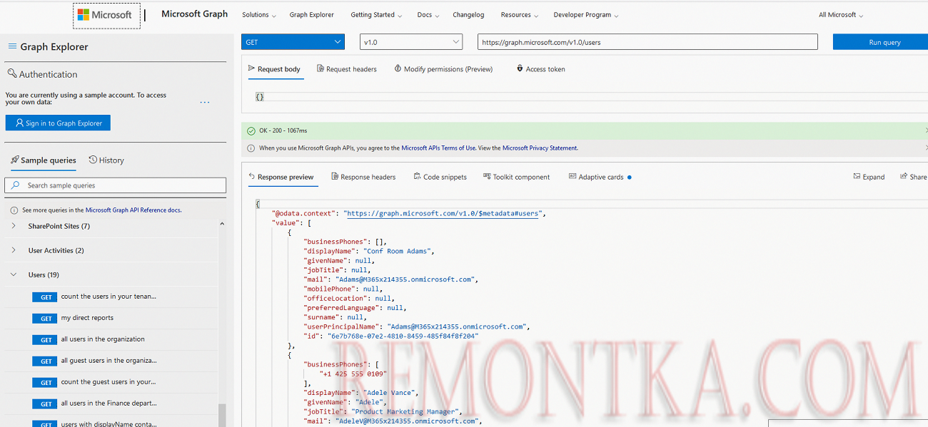 Microsoft Graph Explorer 