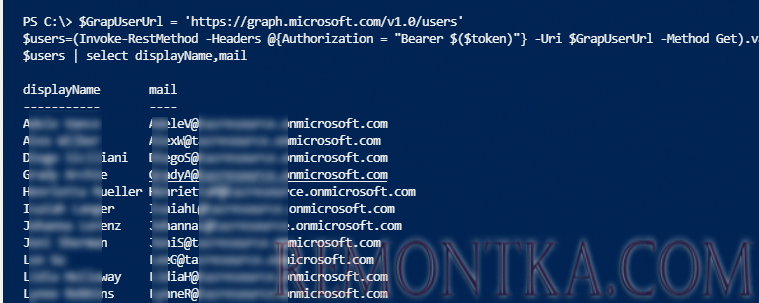 вывод списка пользователей в azure ad через microsoft graph