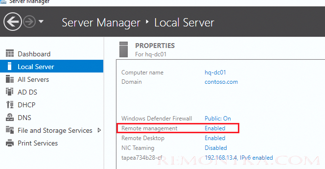 remote management включен в Windows Server 2016 и 2019