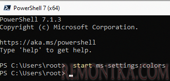 вызов ms-settings через командную строку или powershell