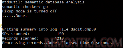 active directory ntdsutil проверка семантики semantic database analysis