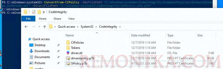 бинарный файл политик WDAC SiPolicy.p7b