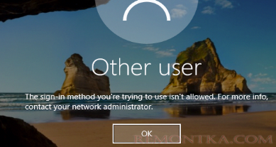 ошибка входа в Windows Этот метод входа запрещено использовать