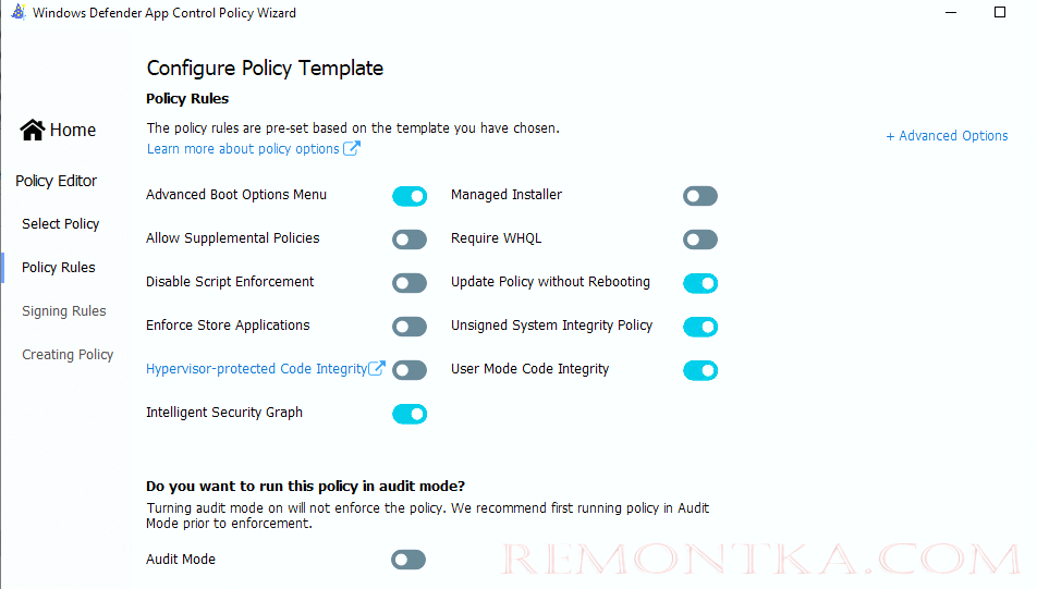 отредактировать политику Windows Defender Application Control с помощью графического интерфейса