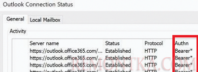 Outlook использует Modern Authentication для подключения к почтовому серверу - статус Bearer