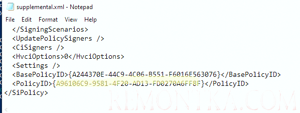 PolicyID в XML файле WDAC