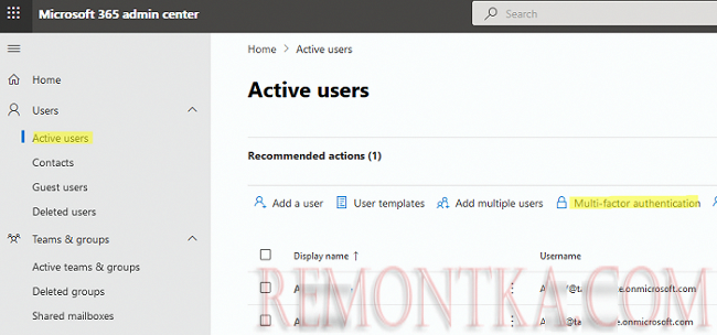 microsoft 365 admin center настройка мультифкаторной аутентфикации
