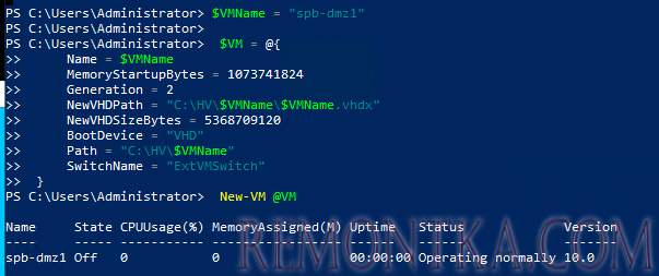 New-VM создать виртуальную машину на hyper-v с помощью powershell