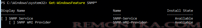 установить SNMP службу в Windows Server Core из PowerShell