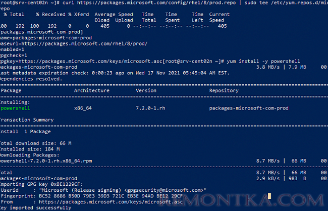 установка powershell core в CentOS и RHEL через менеджер пакетов yum/dnf