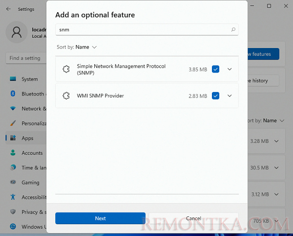 установка службы Simple Network Management Protocol (SNMP) в Windows 10 и 11